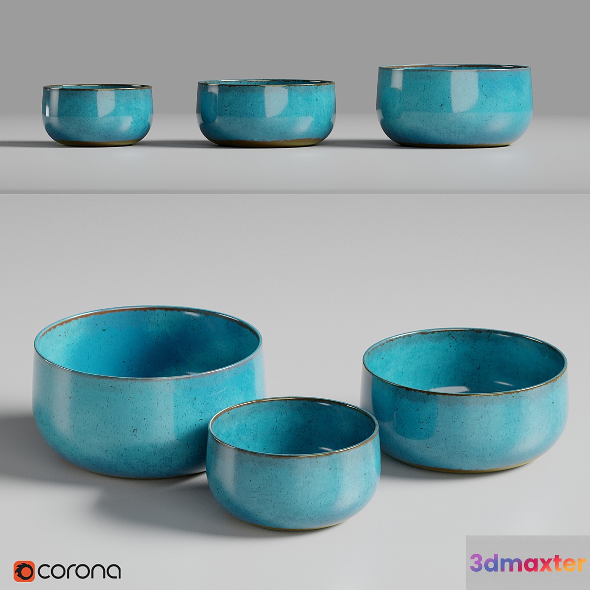 Zen Bowls set by Emissary H&G 3D Max