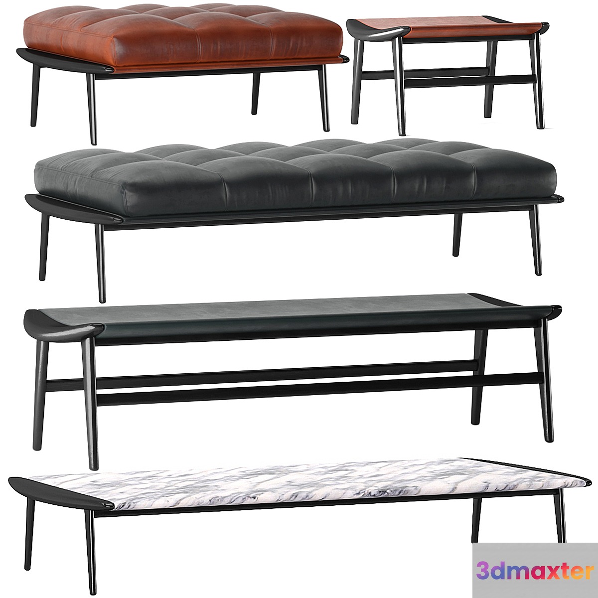 bench pouf minotti Fynn Gam Fratesi 3D Max