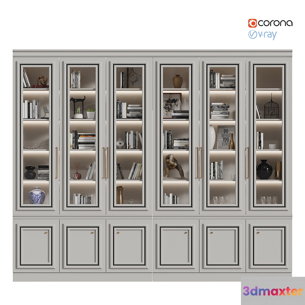 Neoclassic wardrobe with decor 3D Max