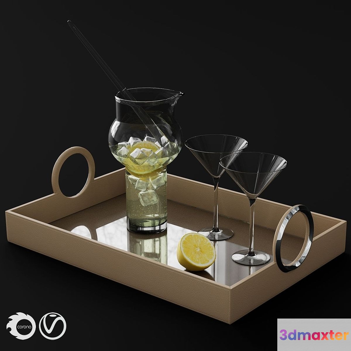 Global Views Leather Serving Tray