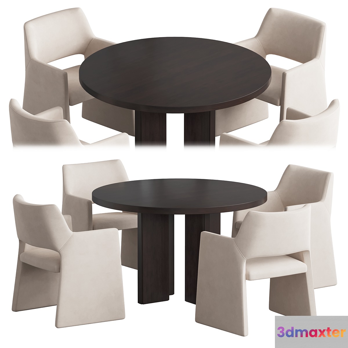 Foley Faux chair Wood table 3D Max