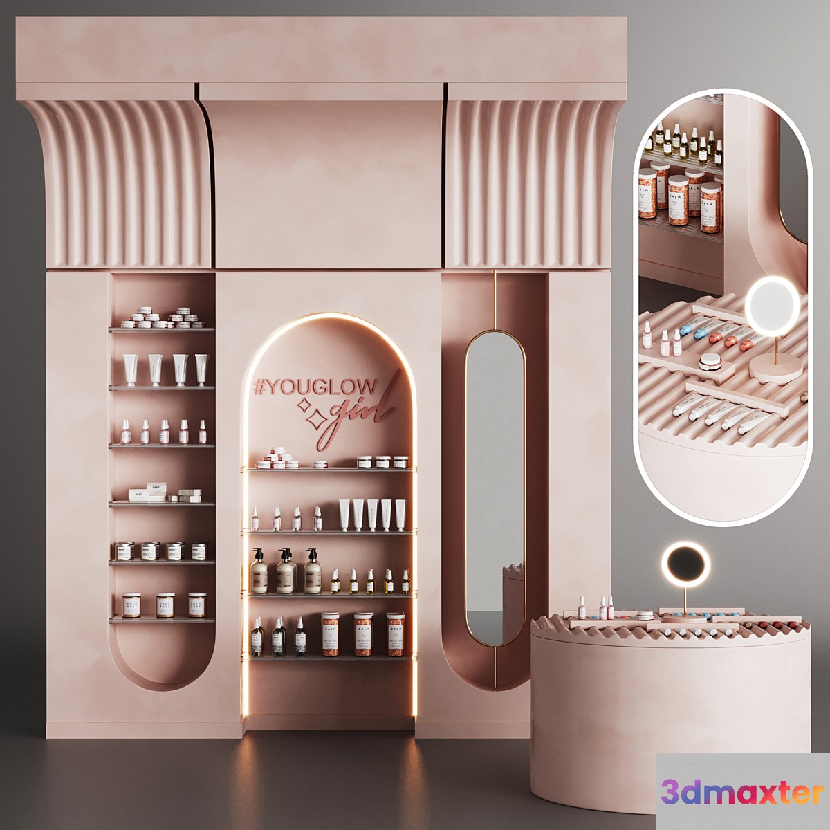 Cosmetics set in pink