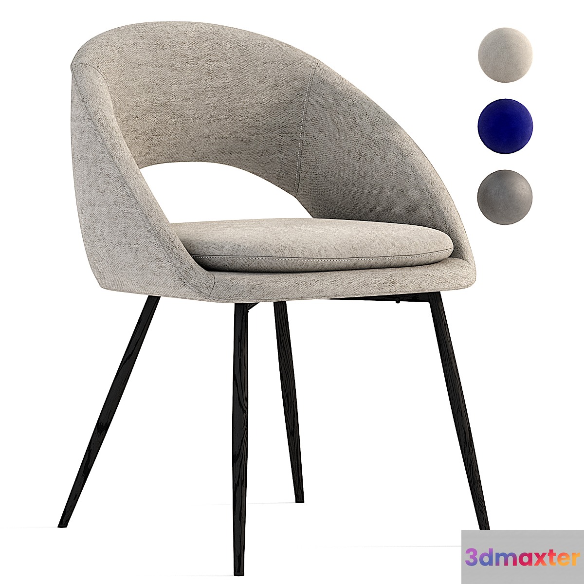 Set of 2 Hewitt Dining Chairs With Black Legs 3D Max
