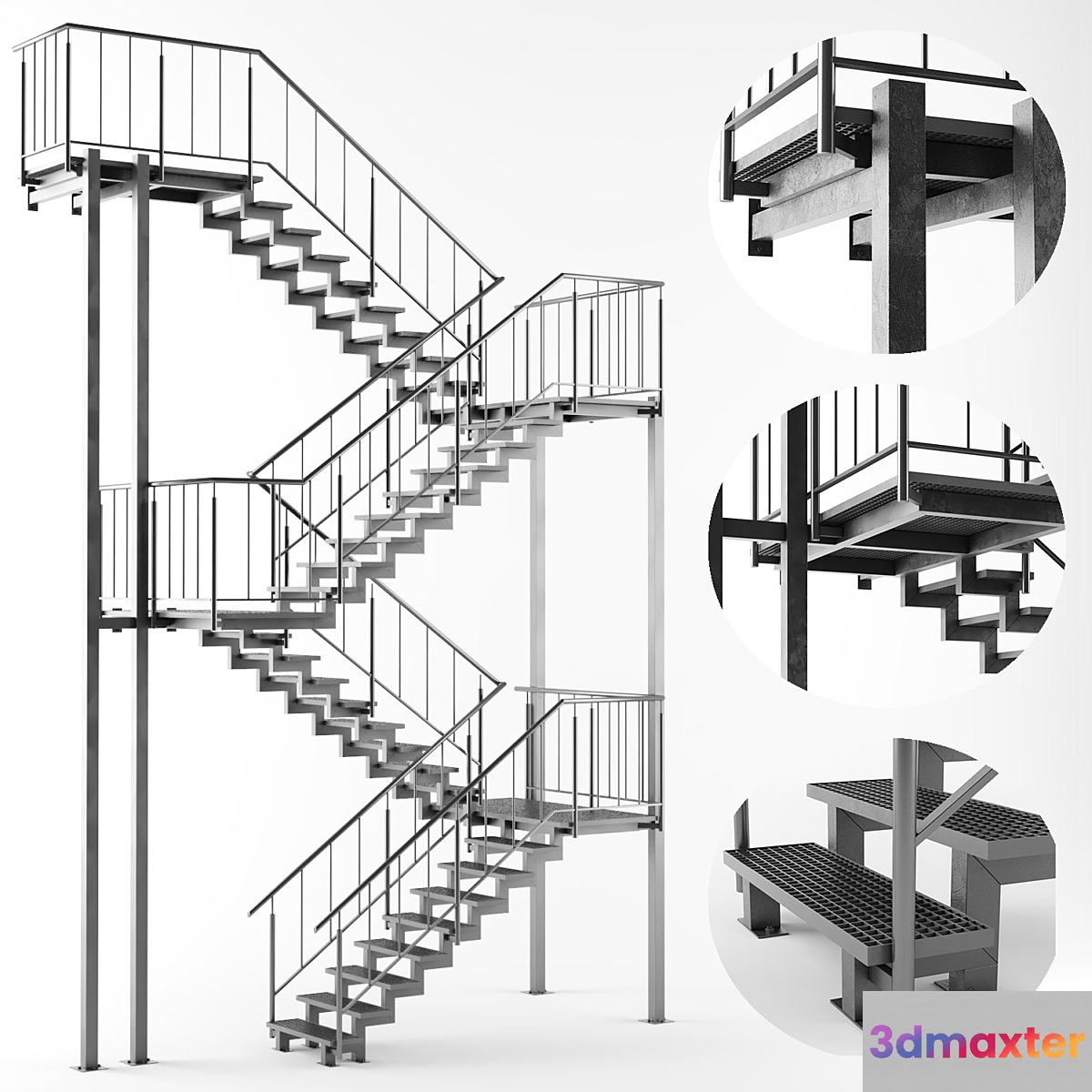 Metal outdoor stair 3D Max