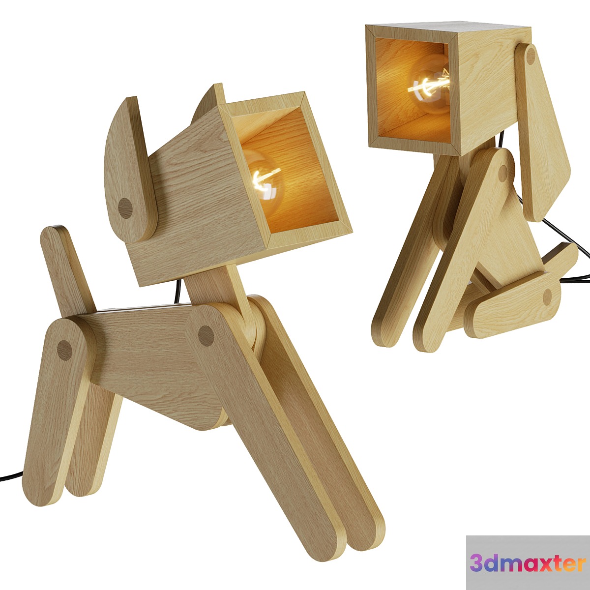 Dog Adjustable Wooden Table Lamp - No.2 3D Max