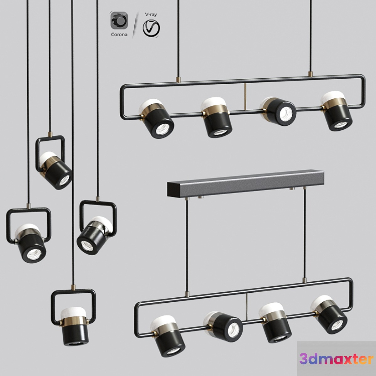 Ling linear pendant collection 3D Max
