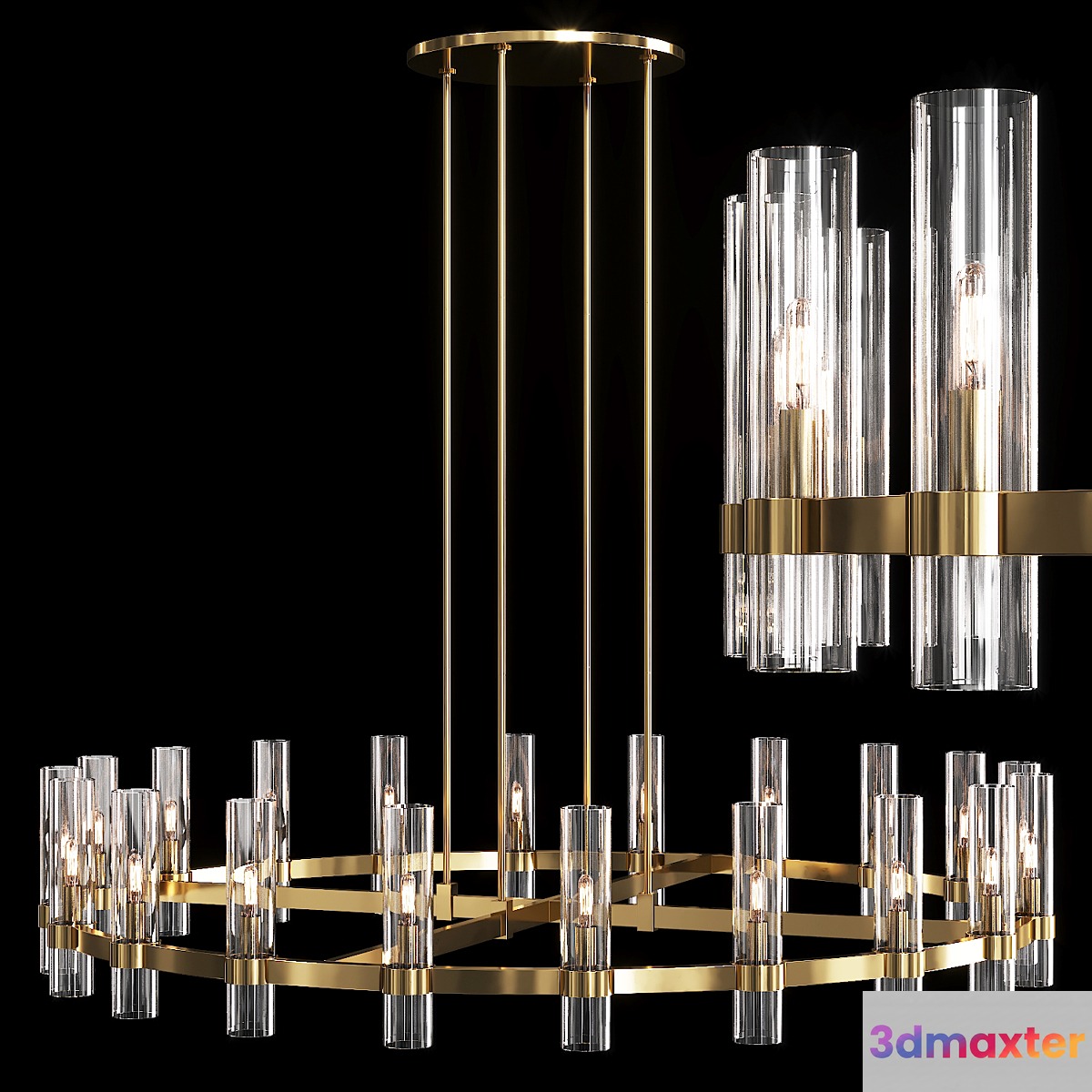 Restoration Hardware RAVELLE ROUND CHANDELIER 60 Brass 3D Max