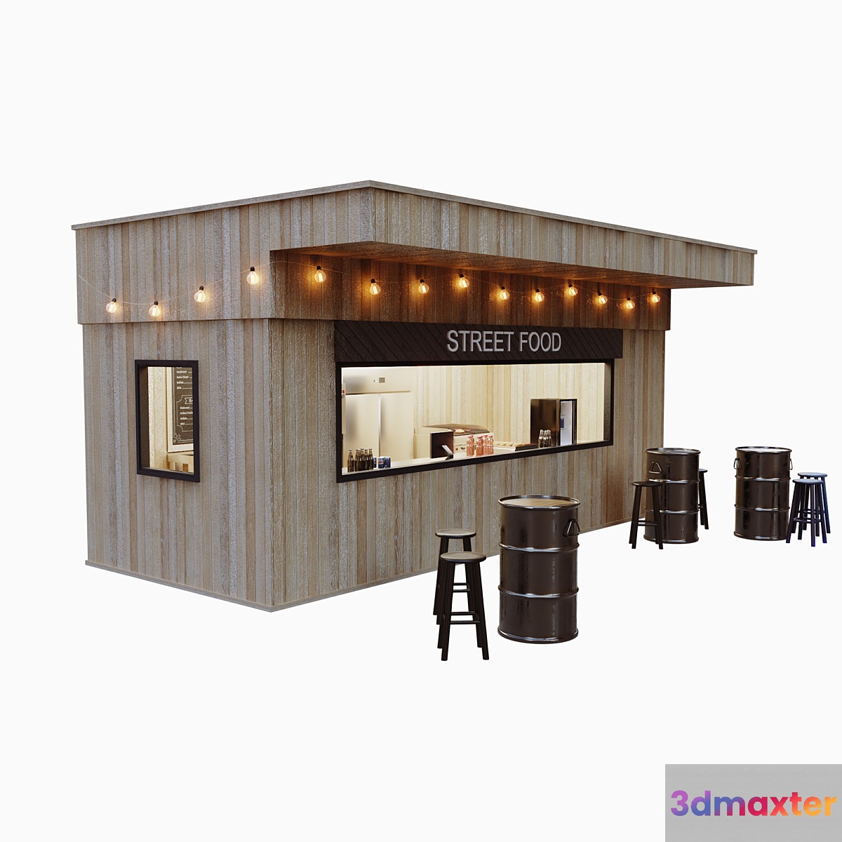 Street food cafe (kiosk) 3D Max
