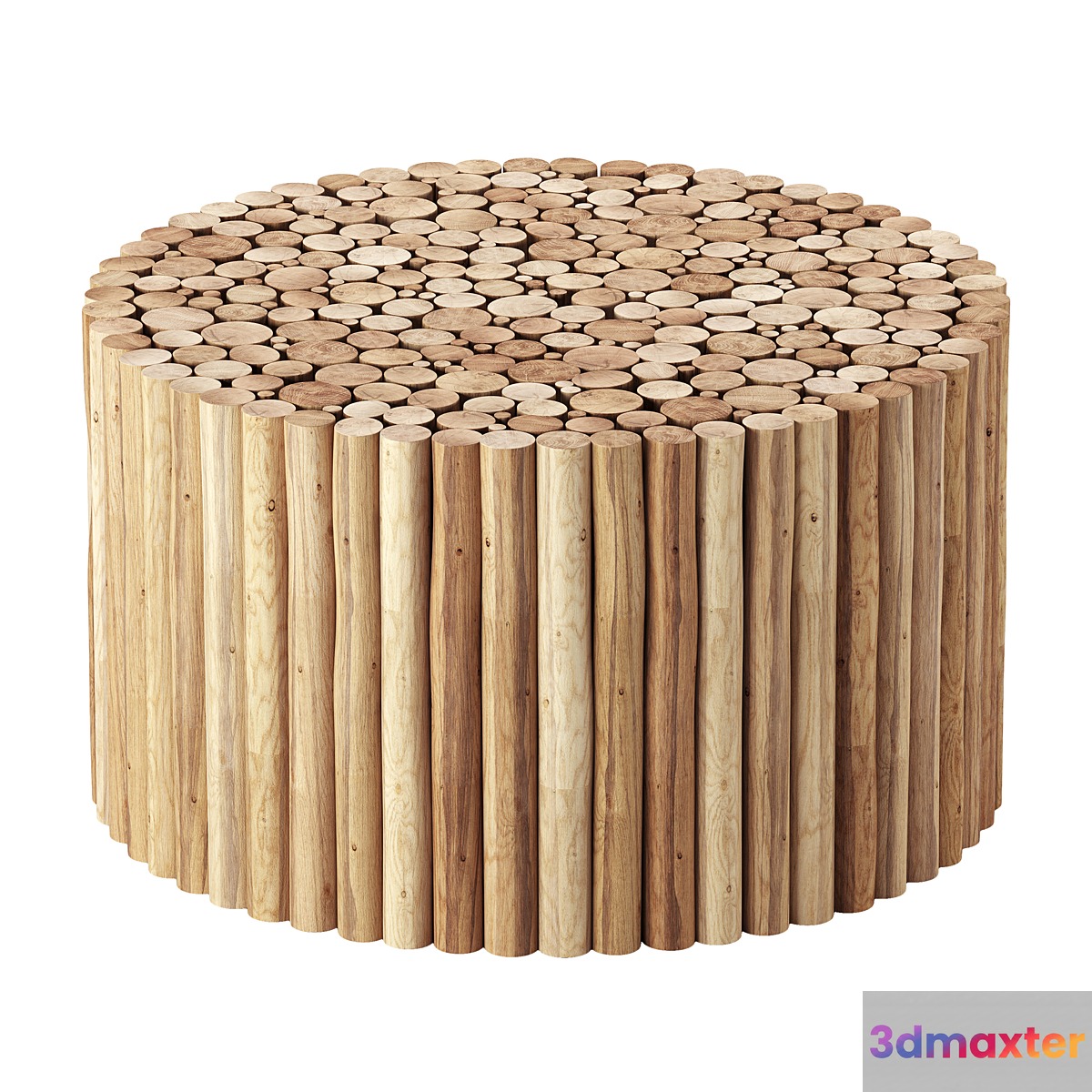 Levan Solid Wood Drum Coffee Table