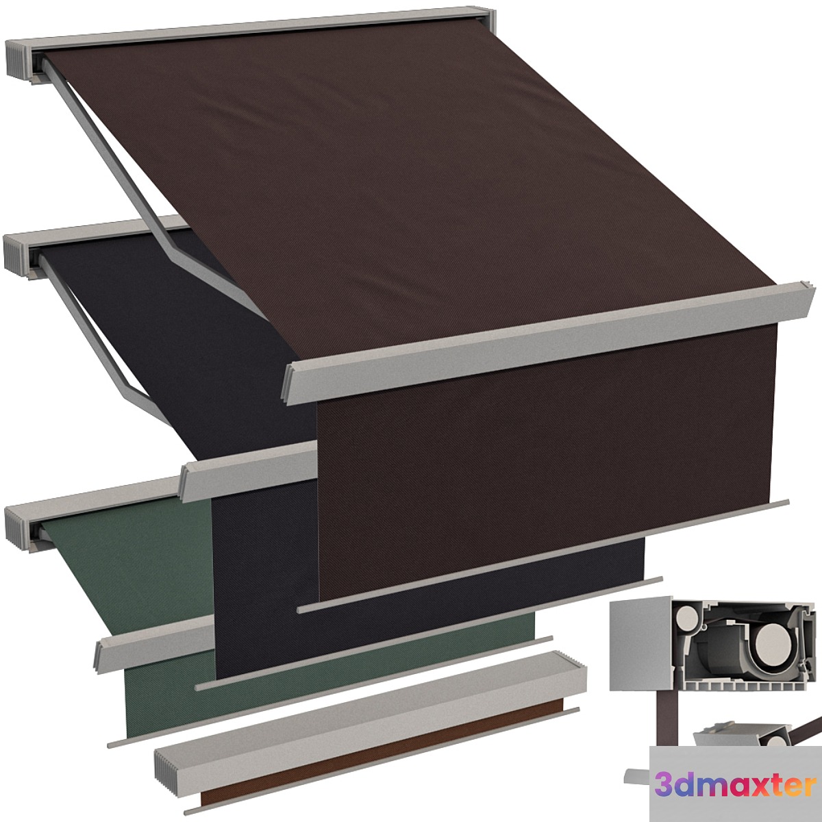 Sliding outdoor awning sun canopy 3D Max