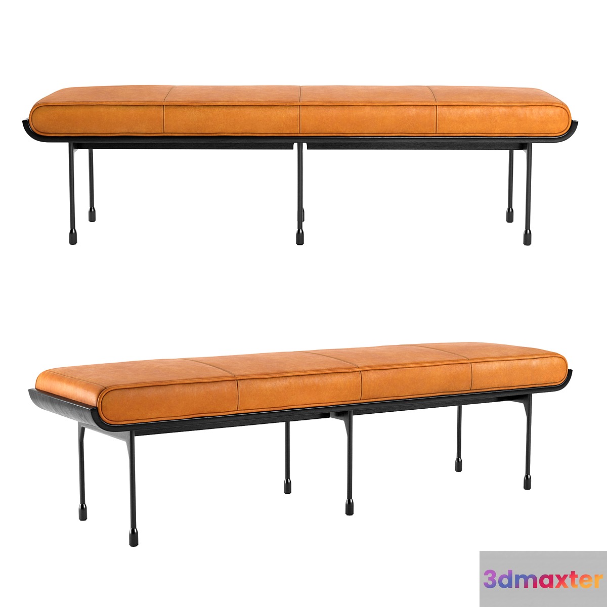 CB2 Juneau Leather And Metal Bench