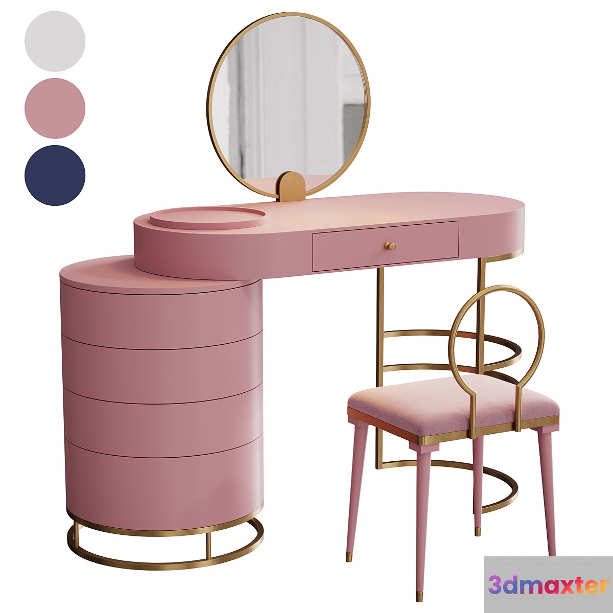 Homary Makeup Vanity Dressing Table 3 Colors 3D Max