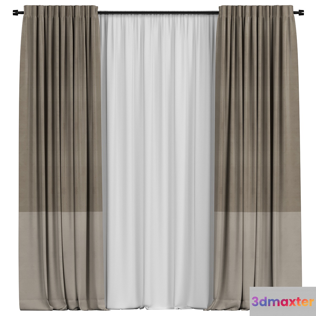 Curtains with tulle in two colors