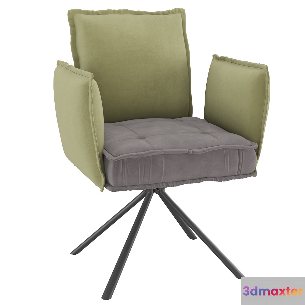 Homary-Modern Upholstered Velvet Accent Chair Soft Chair in Carbon Steel Legs 3D Max