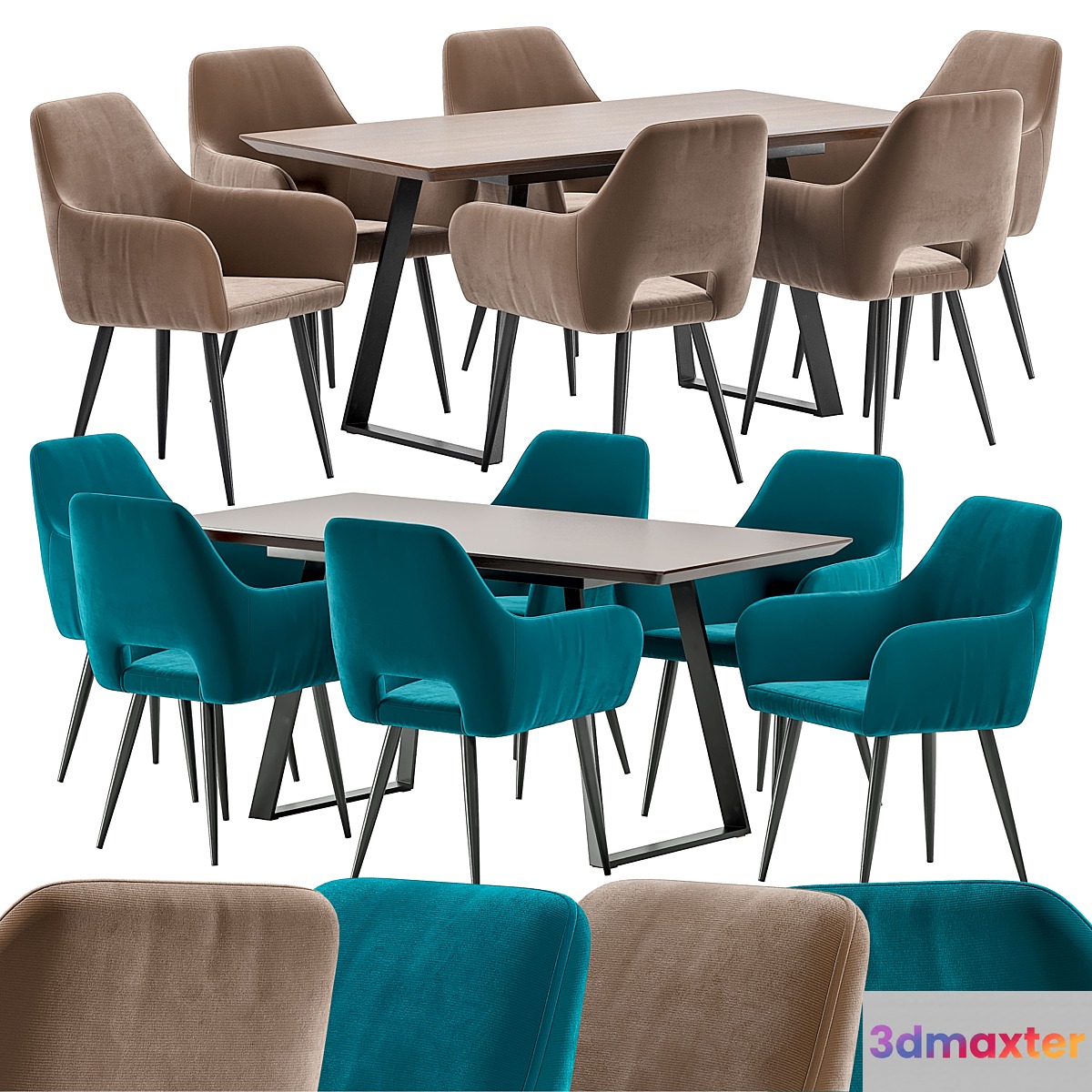 Flex dining chair and Stockholm table 3D Max