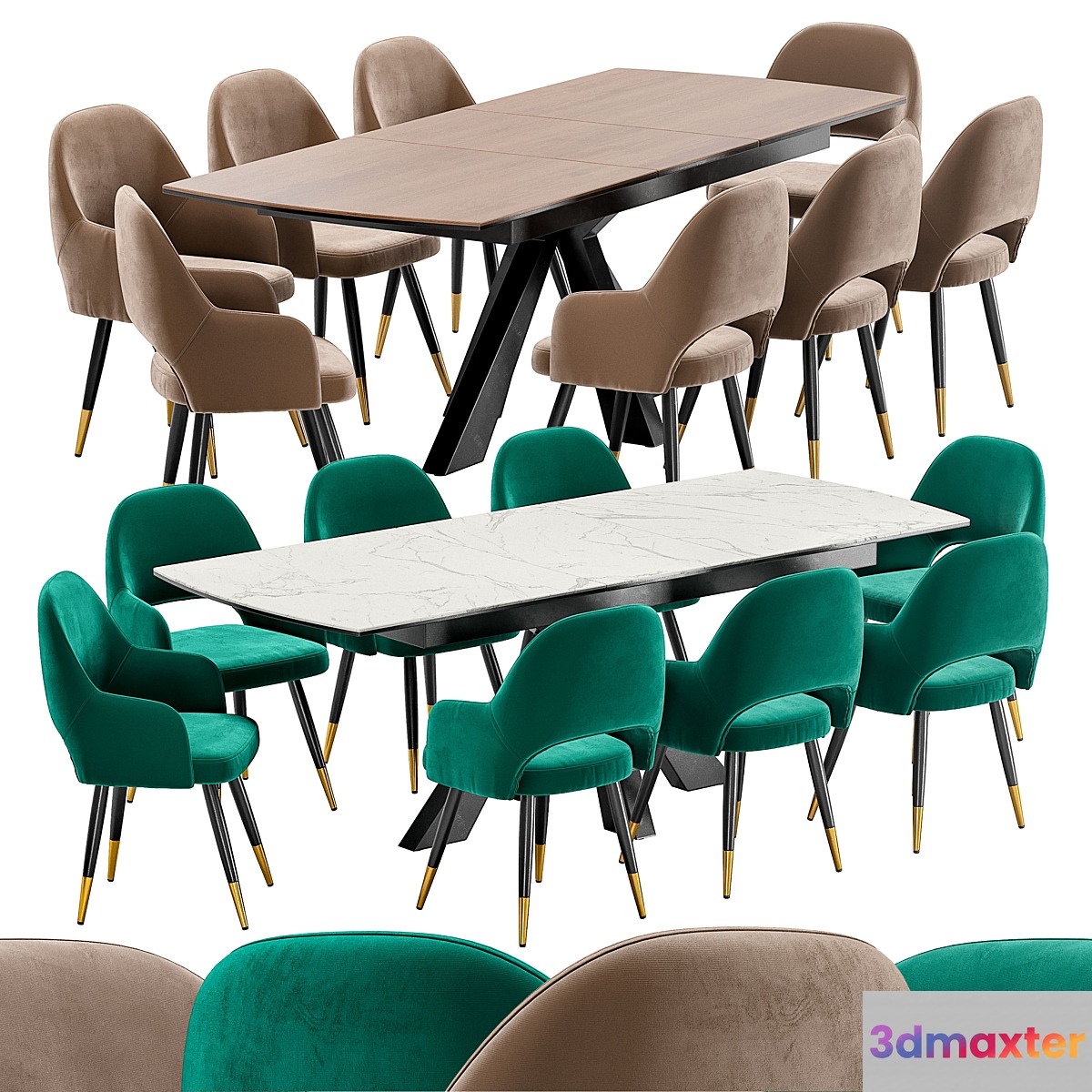 Goldie dining chair and Rovigo 170 table 3D Max