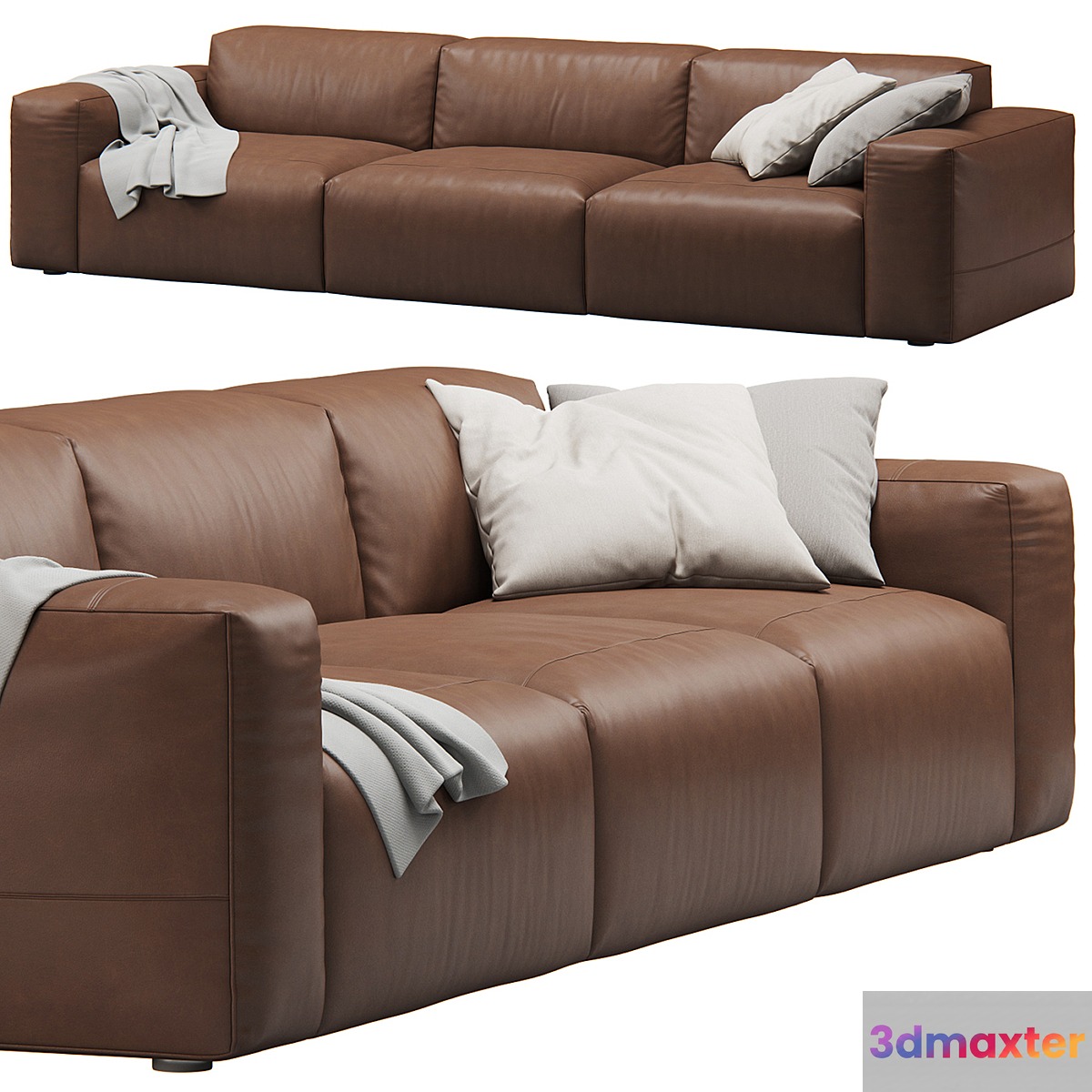 Leather 3seat Cloud Sofa by Prostoria