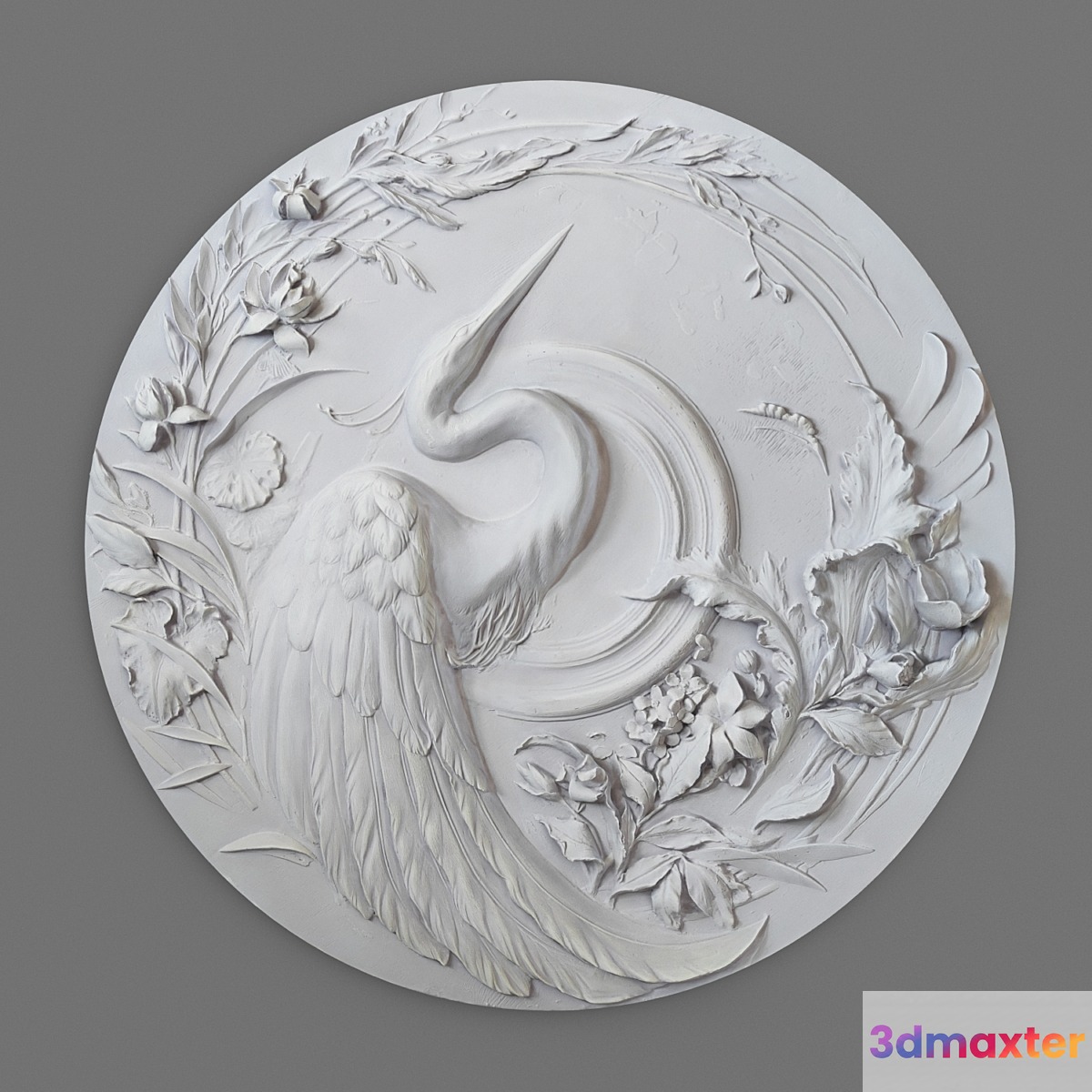 Panel with a heron bas-relief
