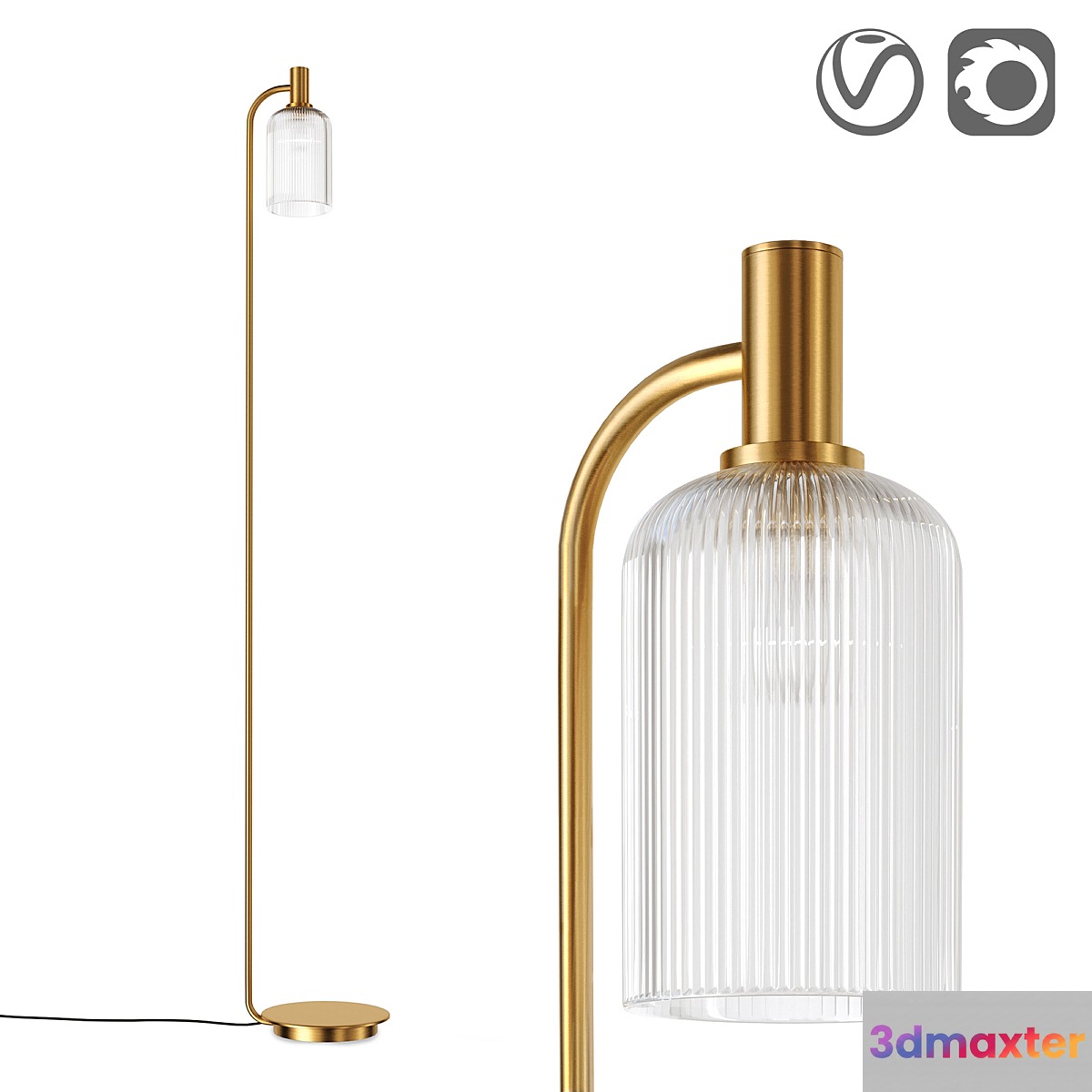 Brass and cut glass floor lamp Bogota