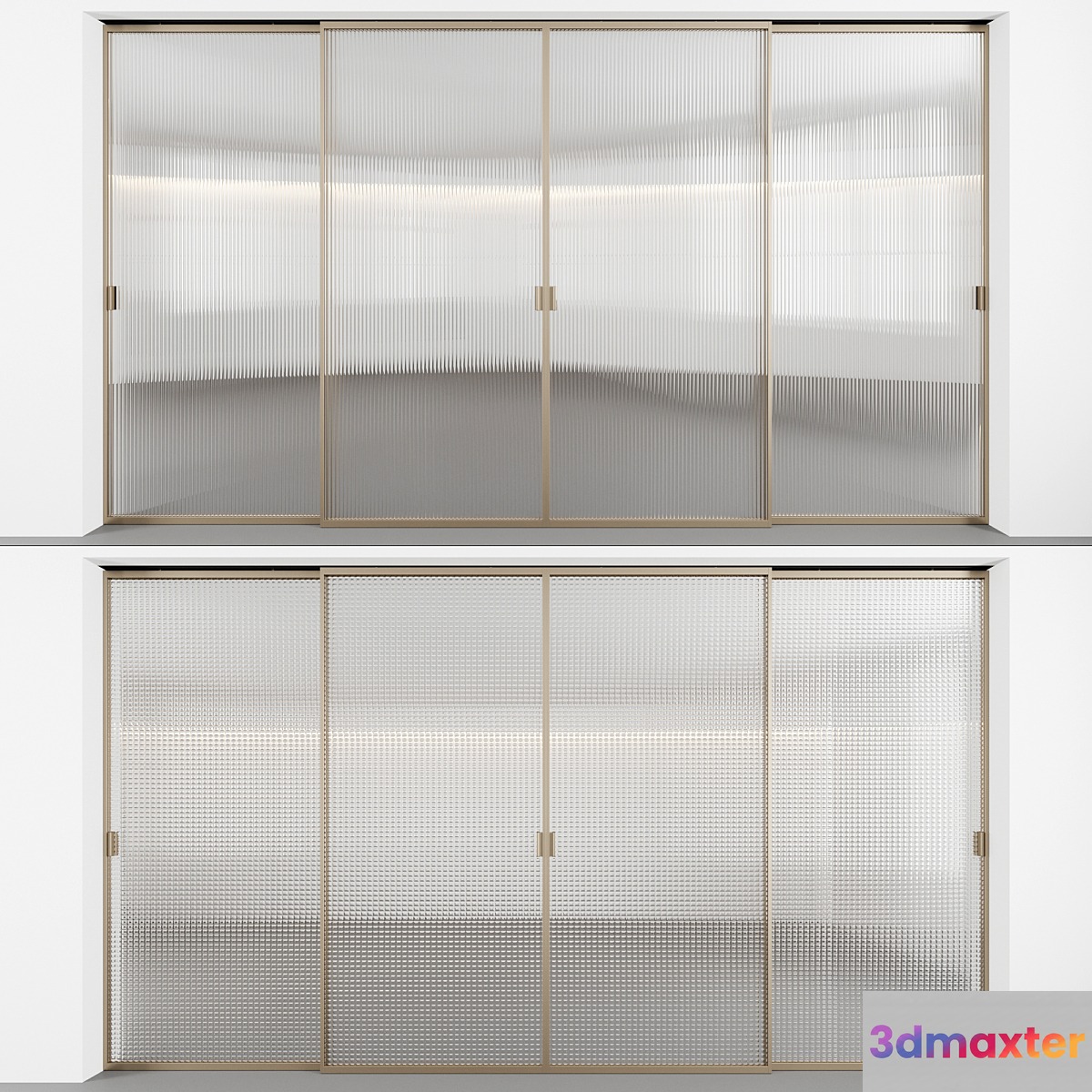 Sliding doors with embossed glass 3D Max