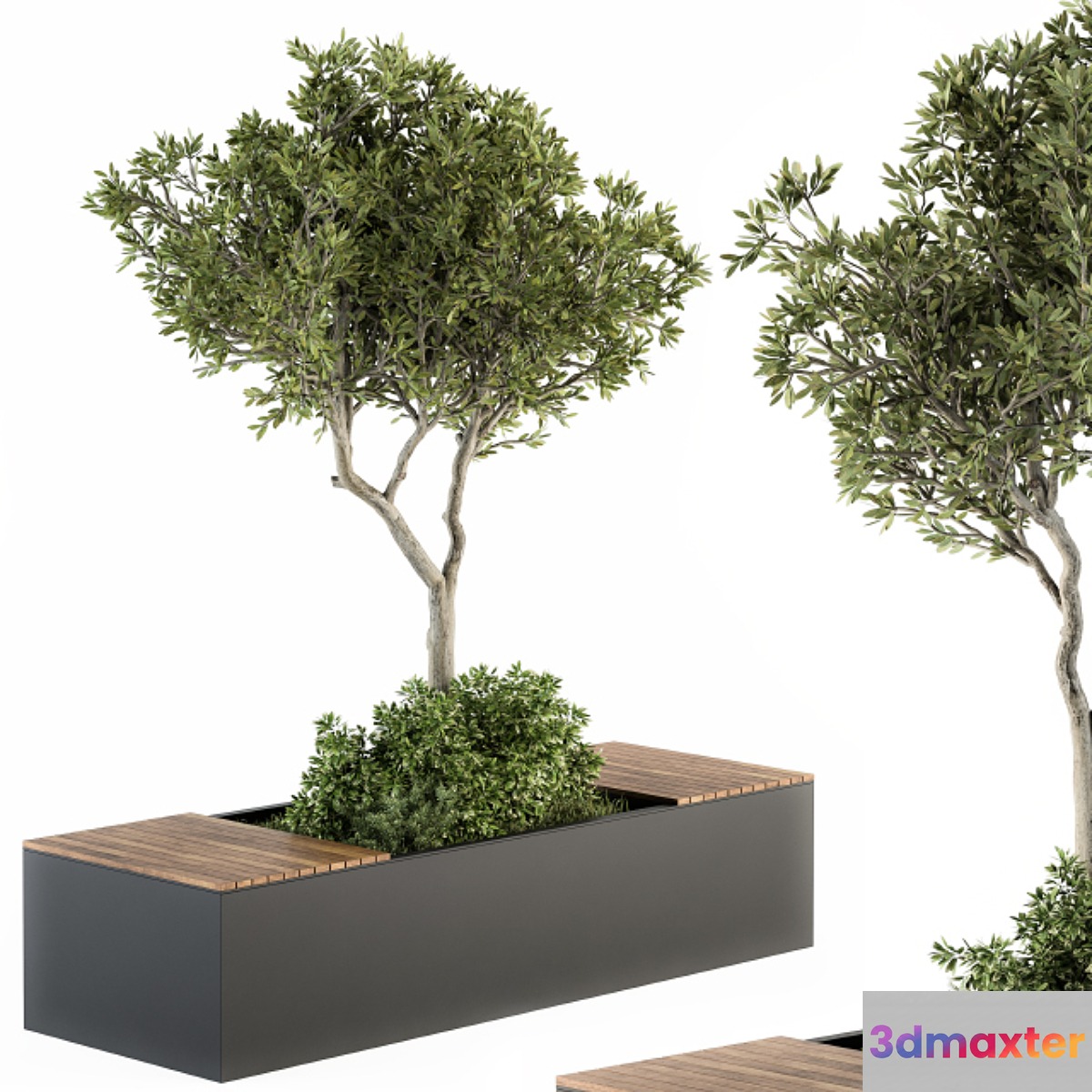 Urban Furniture _ Architecture Bench with Plants- Set 23 - No.5