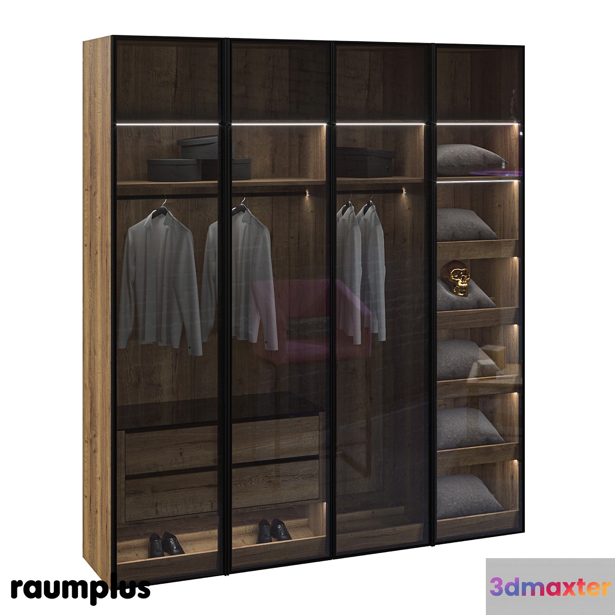 Hinged cabinet with RPE raumplus system
