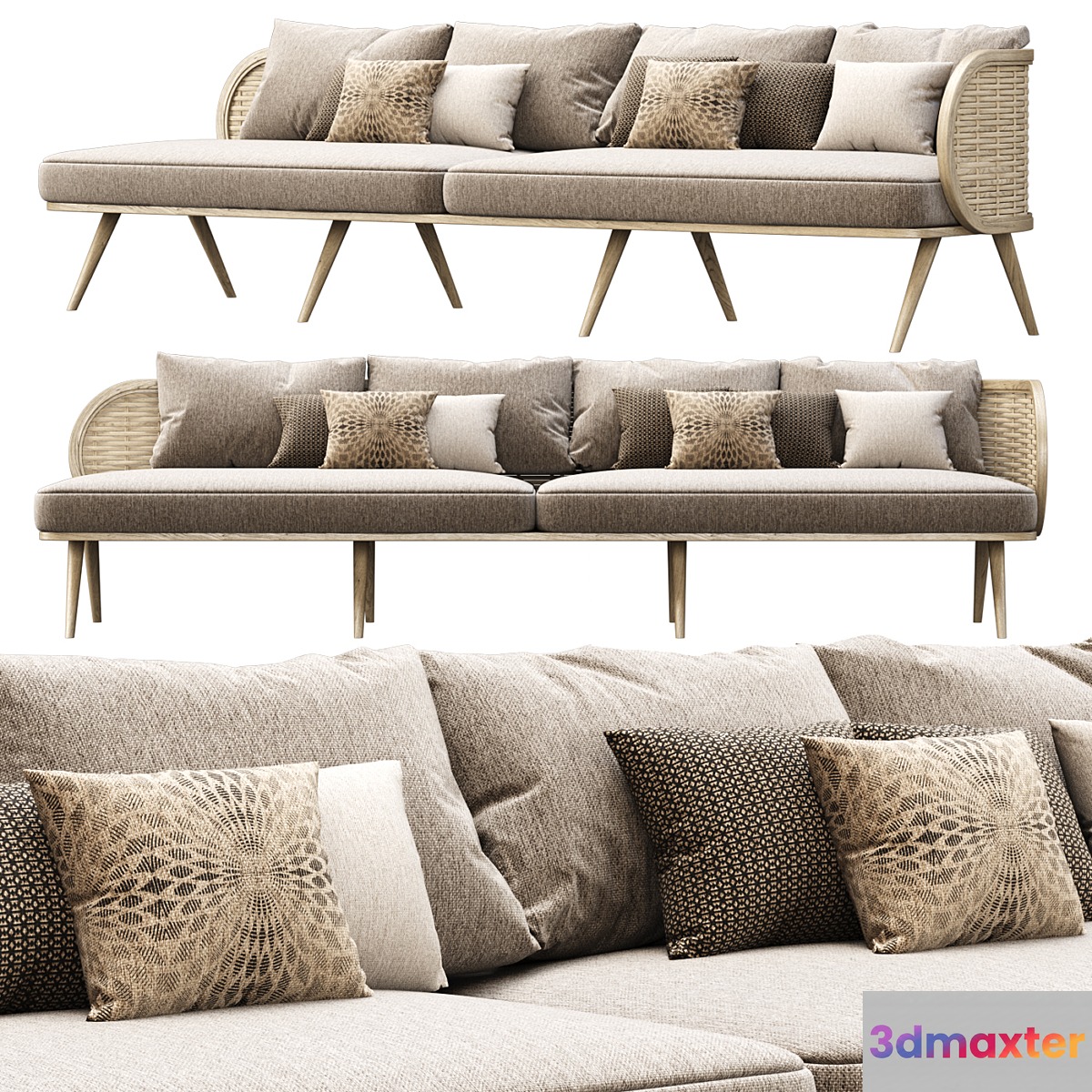 Victoria large wooden rattan sofa FD50 _ Rattan outdoor sofa