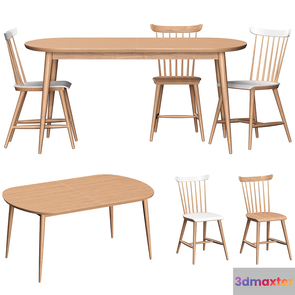 Deauville table and chairs 3D Max