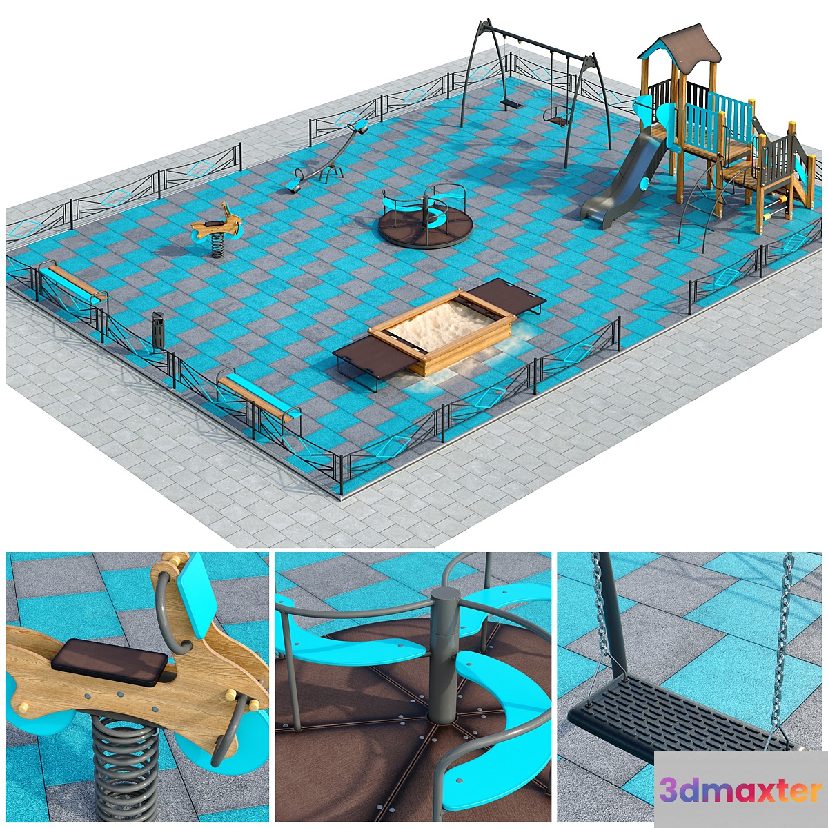 Stylish turquoise playground. Playground - No.3 Stylish turquoise playground. Playground - No.3