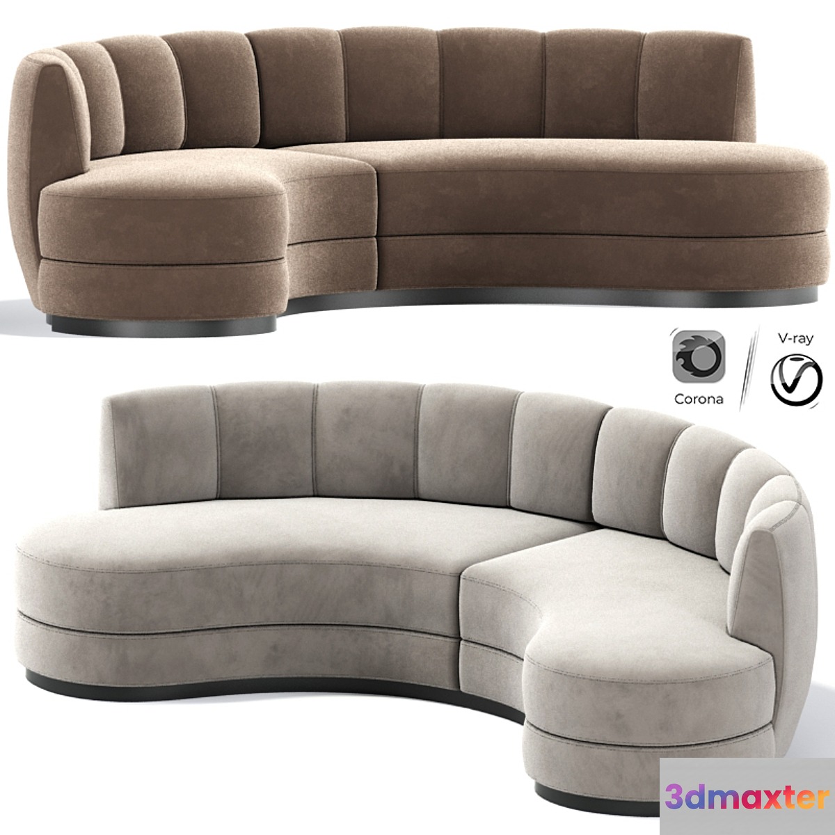 Contemporary curved velvet sofa 1stdibs 3D Max