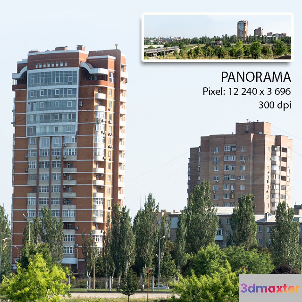 Panorama of the city. View of a residential building.