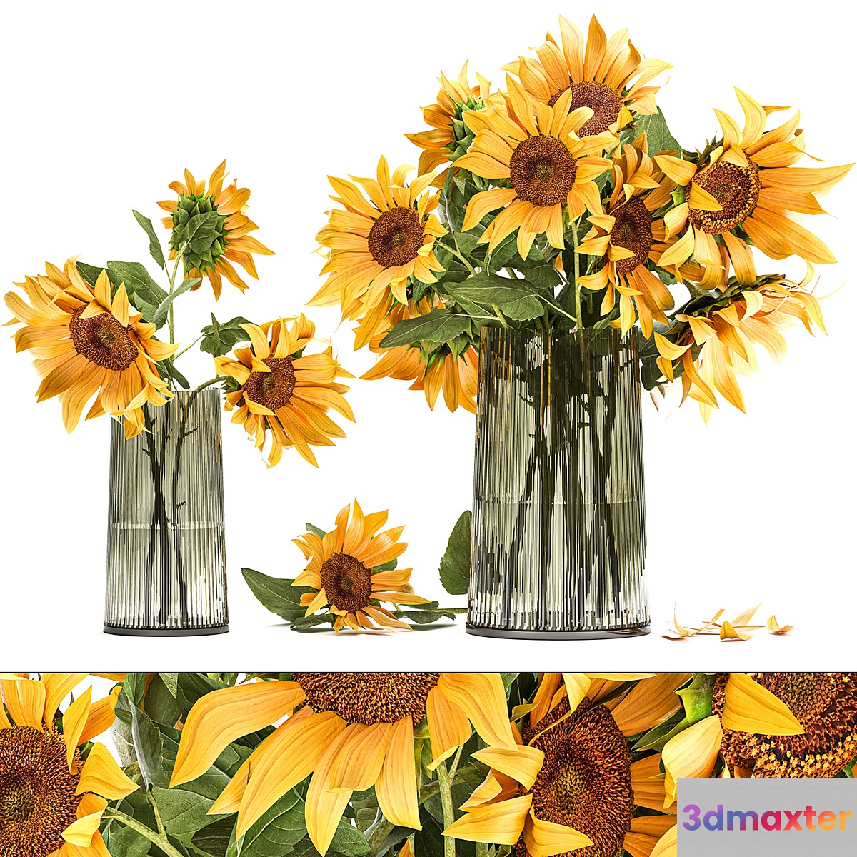 A set of beautiful bouquets of yellow flowers in a vase with Sunflower Sunflower. 119