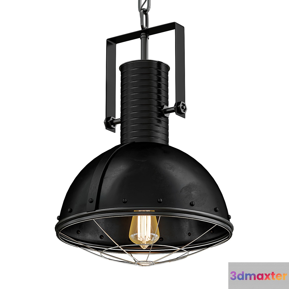 INDUSTRIAL CAGED PENDANT WITH RIVETS 3D Max