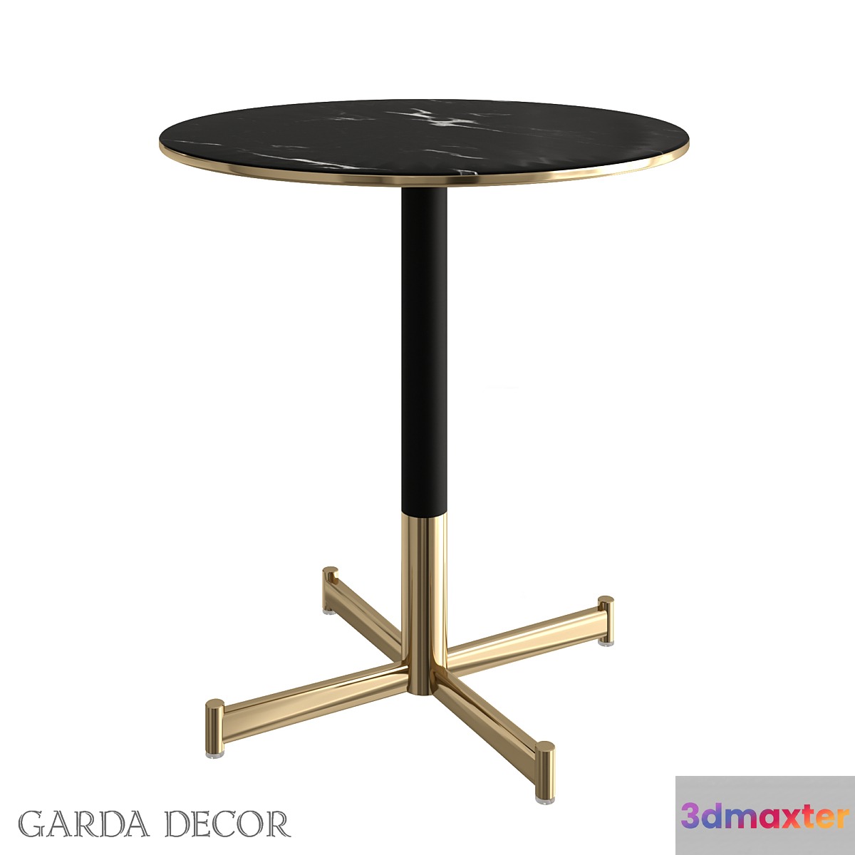 BAR TABLE MARBLE GLASS _ BLACK METAL 46AS-BT5345-BL Garda Decor - No.2