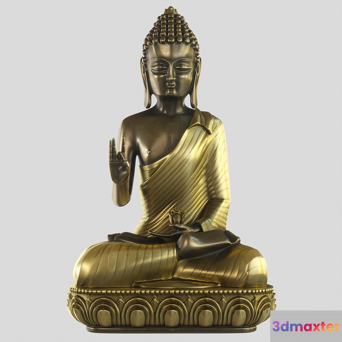 Meditating Buddha with lotus flower