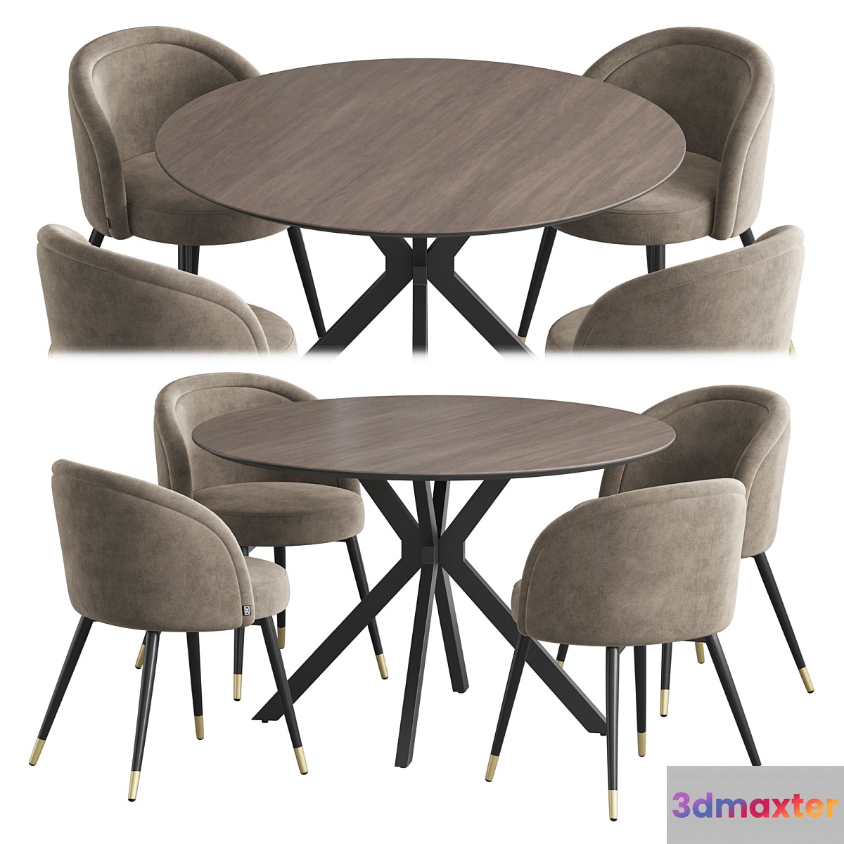 Ralf table Chloe chair dining set 3D Max