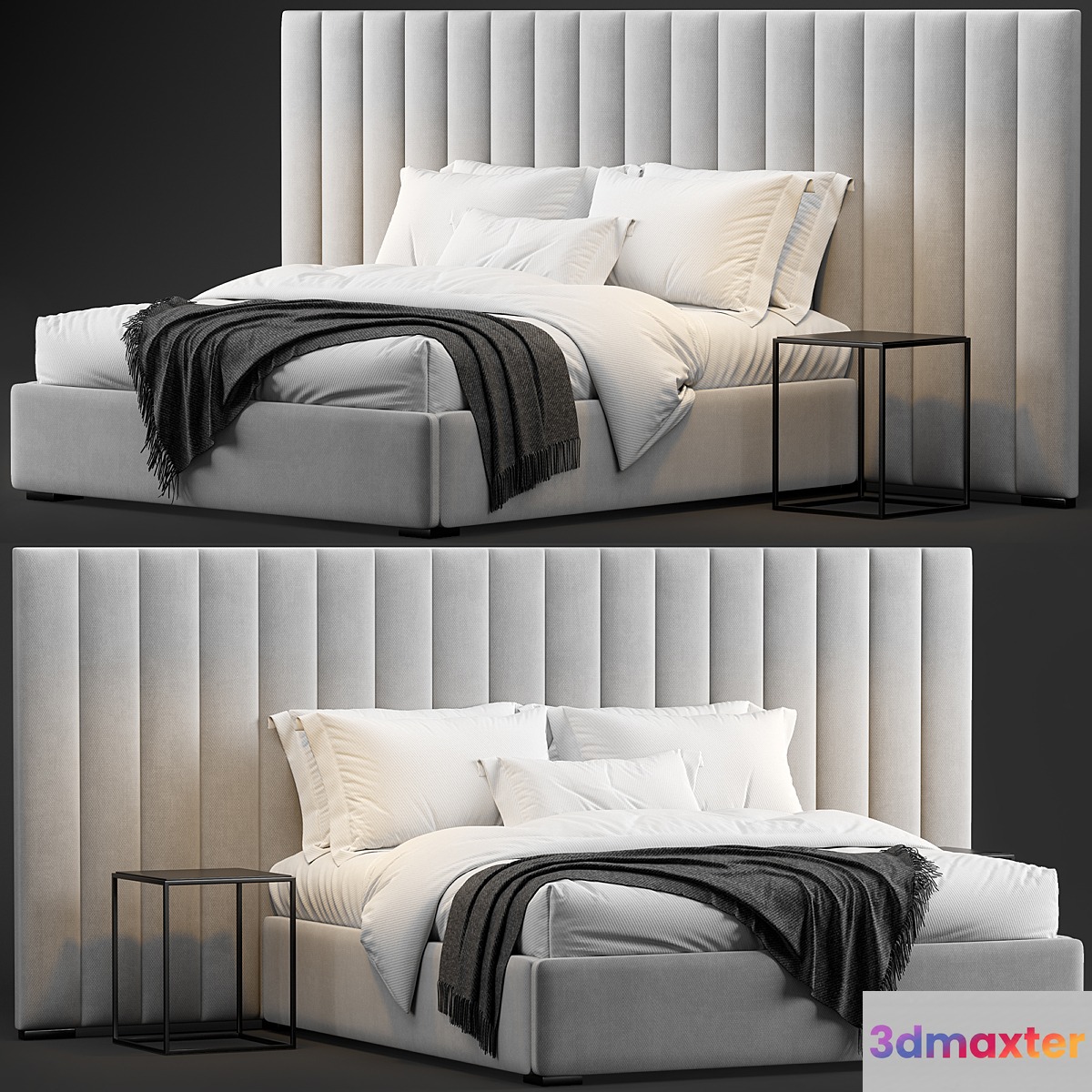 RH Modena Vertical Channel Extended Platform Bed 2 3D Max