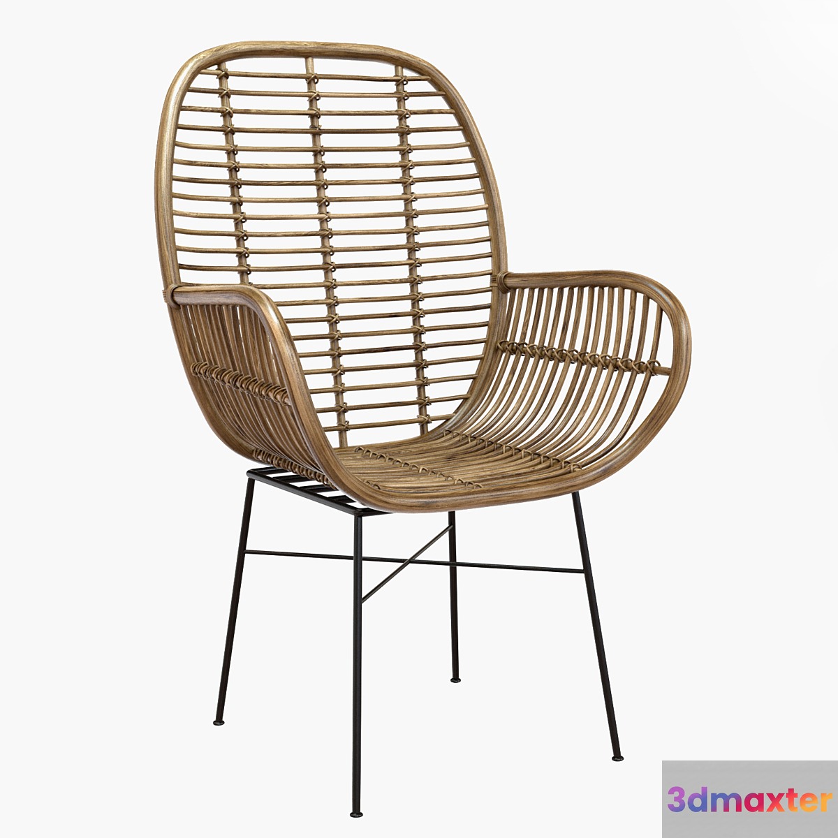 Lily Rattan Armchair with Metal Legs 3D Max