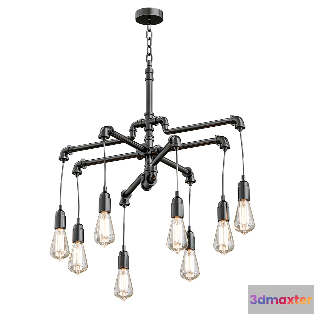 Aged Pipe Chandelier 3D Max