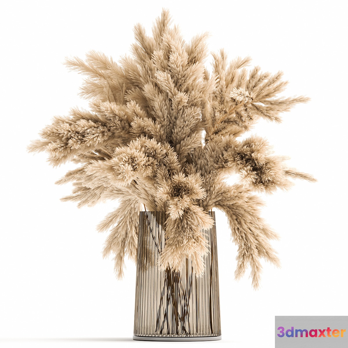 Beautiful lush bouquet of dried flowers in a vase with dry branches of pampas reeds. 122.
