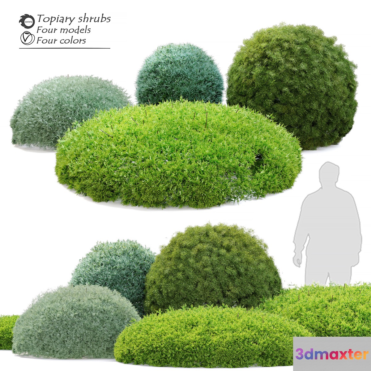 Topiary shrubs 3D Max