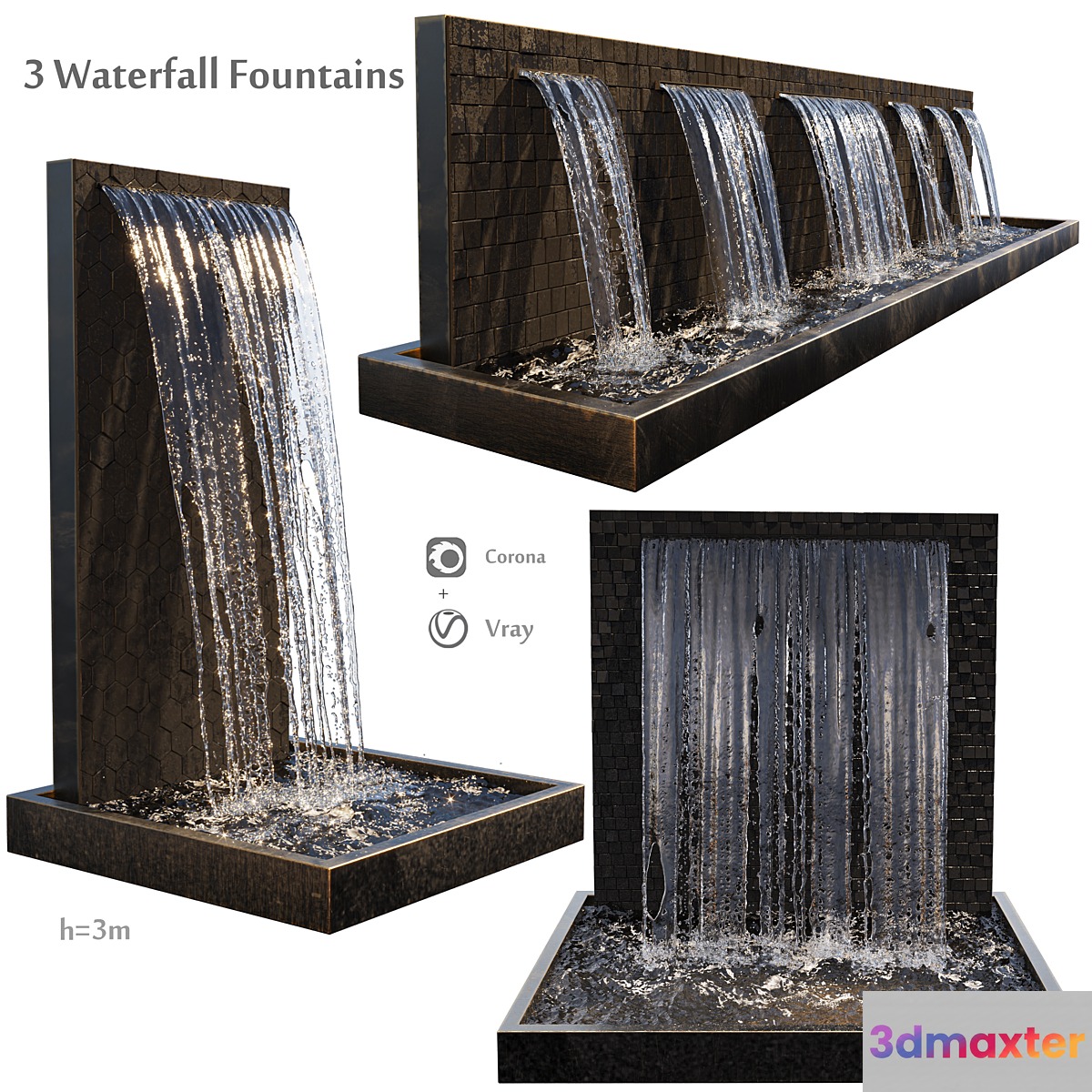 Waterfall fountains cascade