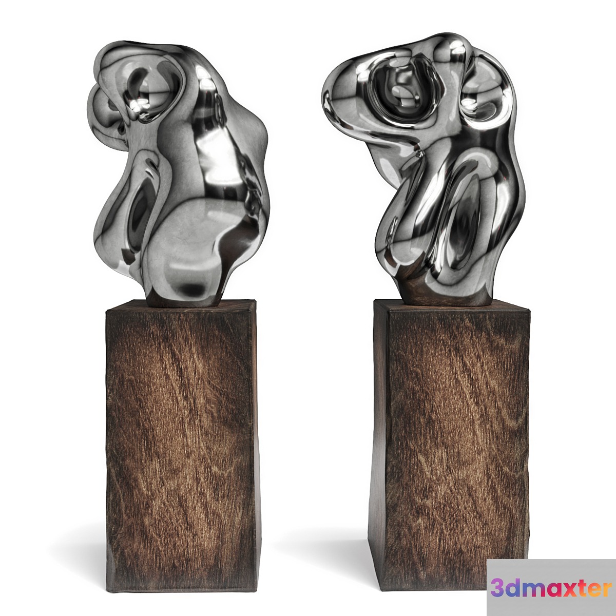 Lunar spectral abstract sculpture chrome 3D Max