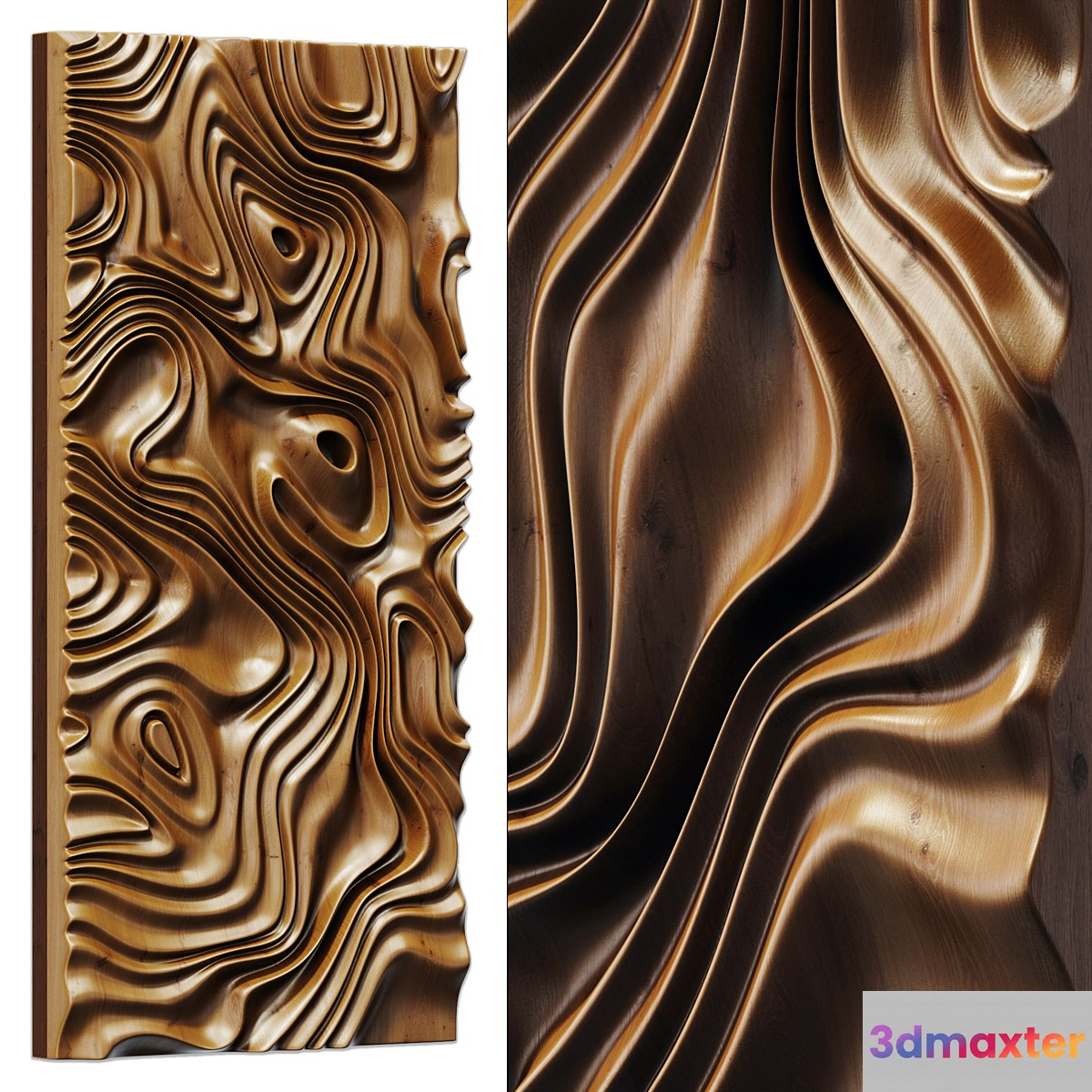 Parametric liquid wood line panel n1 3D Max
