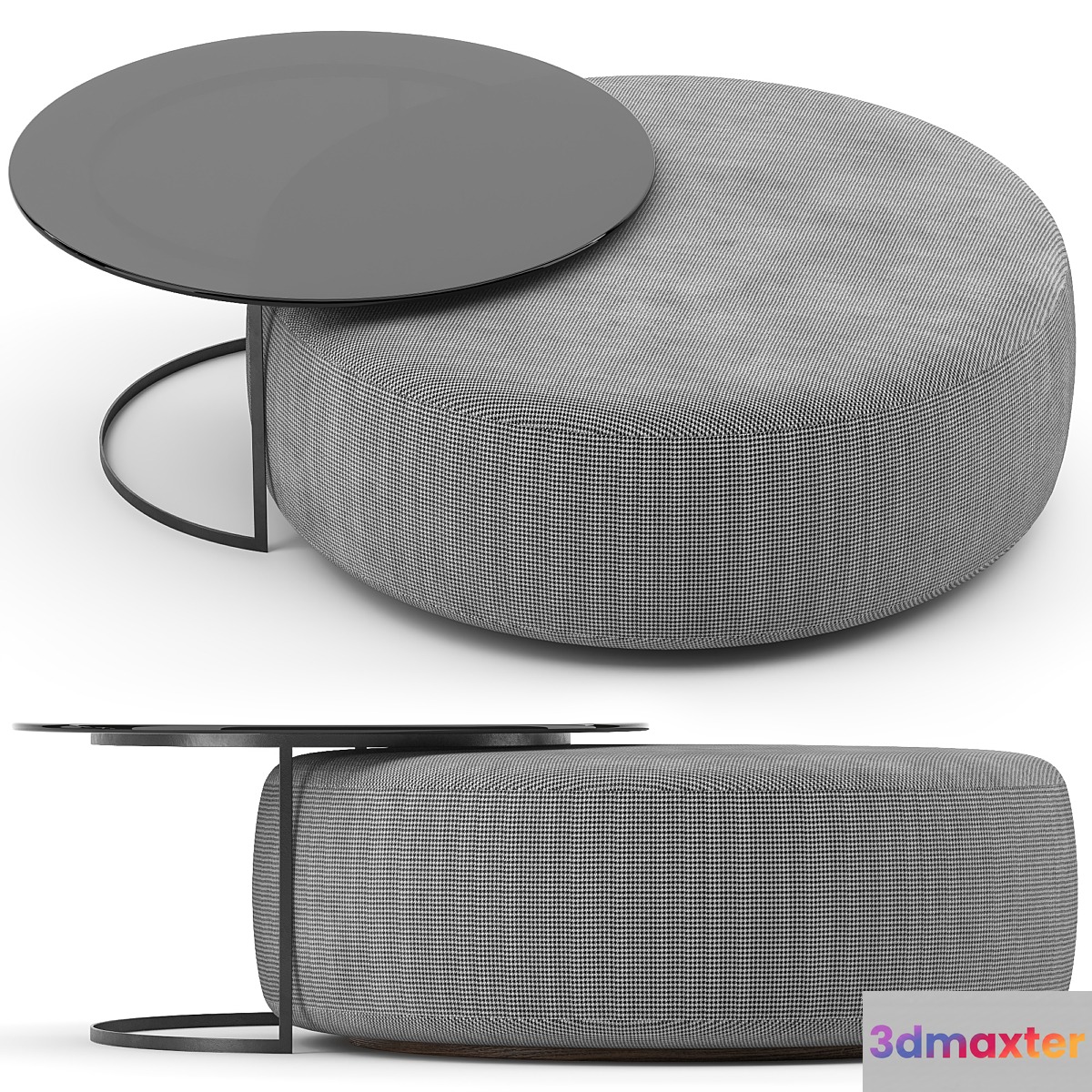 Minotti Davis pouf and table
