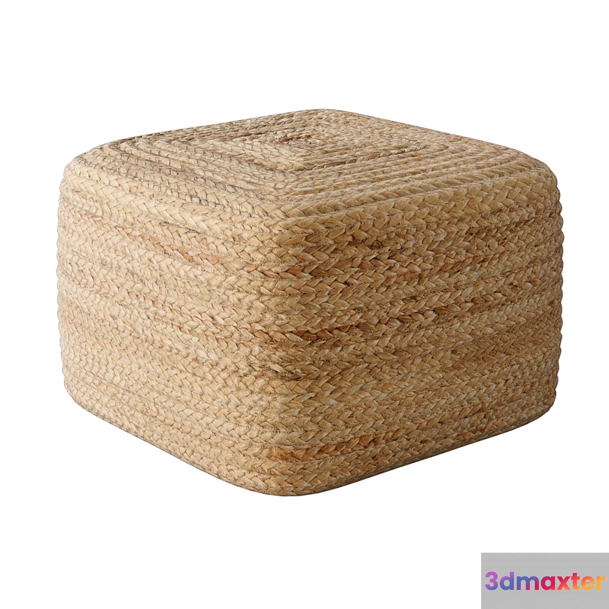 Braided jute pouf square