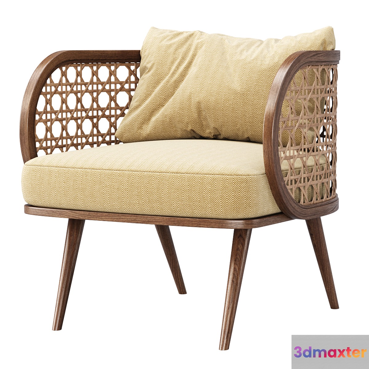 Victoria wooden rattan chair PS80 _ Rattan restaurant chair 3D Max