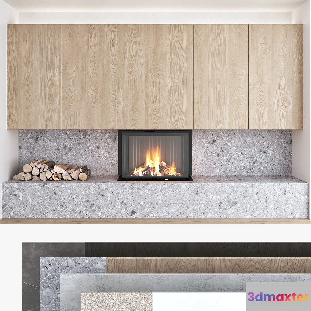Decorative wall with fireplace set 10