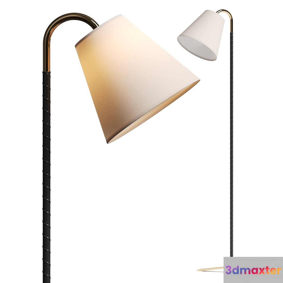CB2 Barnes Brass And Black Leather Floor Lamp