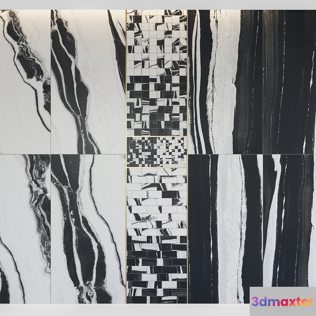 Architectural Design Floor gres Wave Flow B&W MARBLE set 2 3D Max